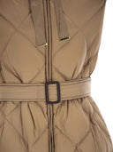 Maxmara The Cube Tregil Midi Padded Waistcoat In Water Repellent Canvas