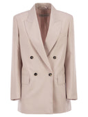 Maxmara Mxmombrosa Double Breasted Blazer In Wool, Mohair And Silk