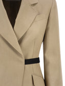 Maxmara Mxsfionda Double Breasted Blazer In Pure Linen Natté