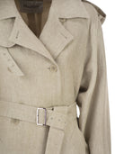 Maxmara Mxspedaggi Long Pure Linen Trench Coat