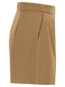 Maxmara Mxmtabacco Stretch Cotton Satin Shorts