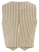 Maxmara Mxmfauno Striped Cotton And Silk Canvas Waistcoat