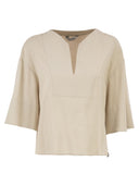 Maxmara Mxpsospiro Linen And Viscose V Neck Blouse
