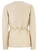 Maxmara Mxmcarezza Linen And Silk Jacket With Adjustable Waist Drawstring