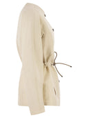 Maxmara Mxmcarezza Linen And Silk Jacket With Adjustable Waist Drawstring