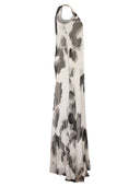 Maxmara Mxefuggito One Shoulder Pleated Printed Long Dress