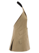 Maxmara Mxsnuraghe Sleeveless Jacket In Wool And Silk Poplin