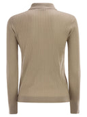 Maxmara Mxpgitano Ribbed Knit Polo Shirt In Cashmere And Silk