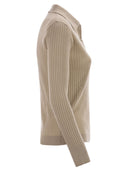 Maxmara Mxpgitano Ribbed Knit Polo Shirt In Cashmere And Silk