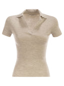 Maxmara Mxmalbero geribbeld wollen poloshirt