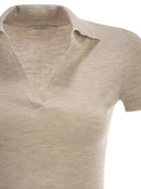 Maxmara Mxmalbero geribbeld wollen poloshirt