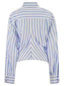 Sportmax Spxpalmizi – Cropped Striped Cotton Shirt With Front Draping