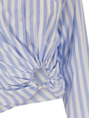 Sportmax Spxpalmizi – Cropped Striped Cotton Shirt With Front Draping