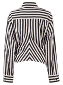 Sportmax Spxpalmizi – Cropped Striped Cotton Shirt With Front Draping