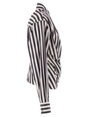 Sportmax Spxpalmizi – Cropped Striped Cotton Shirt With Front Draping