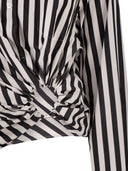 Sportmax Spxpalmizi – Cropped Striped Cotton Shirt With Front Draping