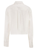 Sportmax Spxcerto Cropped Poplin Shirt With Asymmetrical Pleats