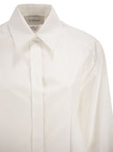 Sportmax Spxcerto Cropped Poplin Shirt With Asymmetrical Pleats