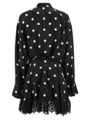 Sportmax Spxbosso Silk Shirt Dress With Lace Inserts