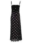 Sportmax Spxcapo – Polka Dot Silk Midi Dress With Lace Inserts