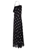 Sportmax Spxcapo – Polka Dot Silk Midi Dress With Lace Inserts