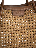 Maxmara Mxamarinecesto Small Marine Bag In Woven Natural Fibre