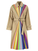 Weekend Maxmara Wkspalanca wasserabweisender Baumwoll-Trenchcoat mit Regenbogendruck