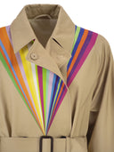 Weekend Maxmara Wkspalanca wasserabweisender Baumwoll-Trenchcoat mit Regenbogendruck