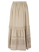 Weekend Maxmara Wkipallore – Long Linen Skirt With Lace Inserts
