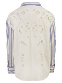 Weekend Maxmara Wkdtessile Striped Cotton Shirt With Sangallo Lace