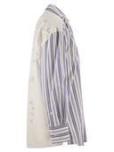 Weekend Maxmara Wkdtessile Striped Cotton Shirt With Sangallo Lace