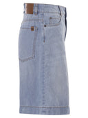 Weekend Maxmara Wkdozono Cotton And Linen Denim Bermuda Shorts