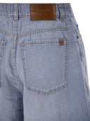 Weekend Maxmara Wkdozono Cotton And Linen Denim Bermuda Shorts
