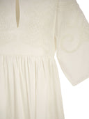 Weekend Maxmara Wkdtilde – Long Cotton Dress With Tone On Tone Embroidery