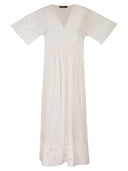 Weekend Maxmara Wkdtartufo Long Cotton Dress With Broderie Anglaise Embroidery