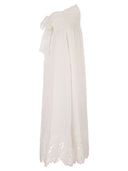 Maxmara Studio Strapless Linen Dress With Embroidered Hem