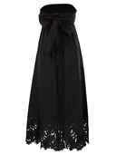 Maxmara Studio Strapless Linen Dress With Embroidered Hem