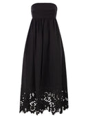 Maxmara Studio Strapless Linen Dress With Embroidered Hem