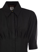Maxmara Studio Mstcera – Long Cotton Shirt Dress With Flounced Hem