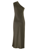 Maxmara Studio Mseentrata One Shoulder Dress In Shiny Satin