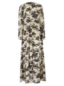 Maxmara Studio Msealga Long Printed Silk Dress With Jewelled Drawstring