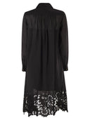 Maxmara Studio Mstmela Ramie Shirt Dress With Embroidered Hem And Slip