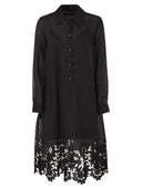 Maxmara Studio Mstmela Ramie Shirt Dress With Embroidered Hem And Slip