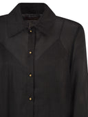 Maxmara Studio Mstmela Ramie Shirt Dress With Embroidered Hem And Slip
