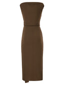Maxmara Studio Mstaureo Draped Viscose Midi Dress With Jewel Detail