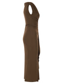Maxmara Studio Mstaureo Draped Viscose Midi Dress With Jewel Detail