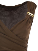 Maxmara Studio Mstaureo Draped Viscose Midi Dress With Jewel Detail