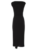 Maxmara Studio Mstaureo Draped Viscose Midi Dress With Jewel Detail