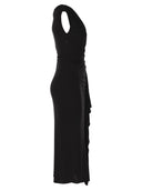 Maxmara Studio Mstaureo Draped Viscose Midi Dress With Jewel Detail