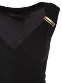 Maxmara Studio Mstaureo Draped Viscose Midi Dress With Jewel Detail